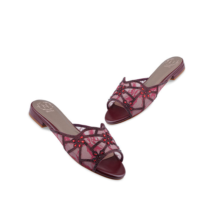 Gea Flat Sandal #color_maroon