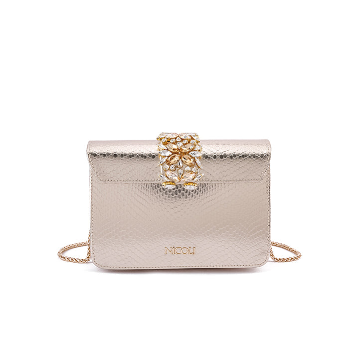 Kameryn Evening Bag #color_gold snake