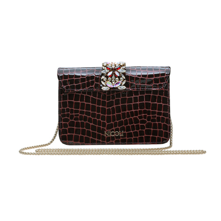 Kameryn Evening Bag #color_maroon croco 10