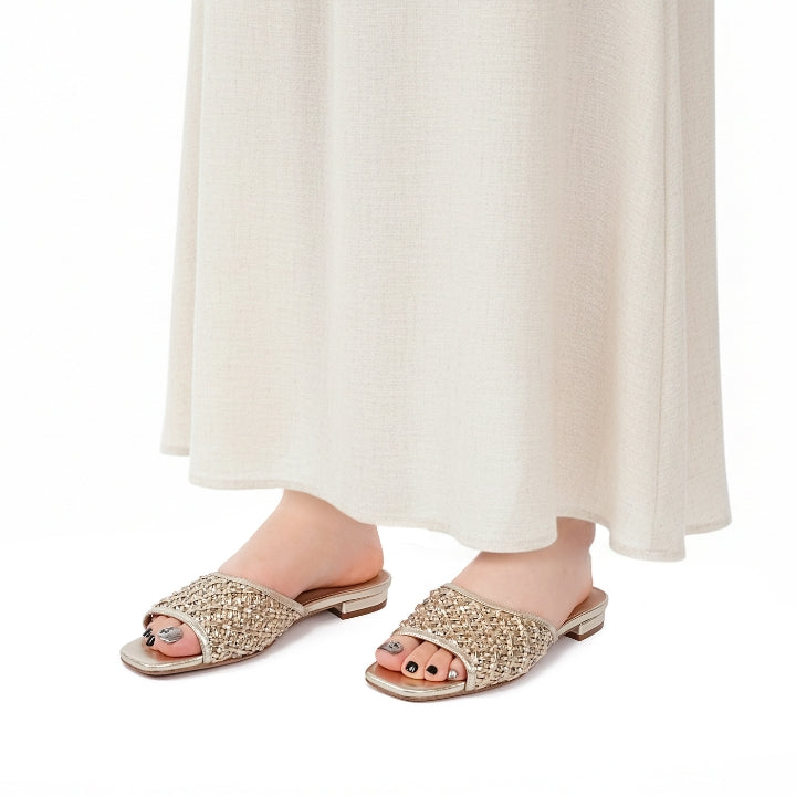 Lunara Flat Sandal #color_gold