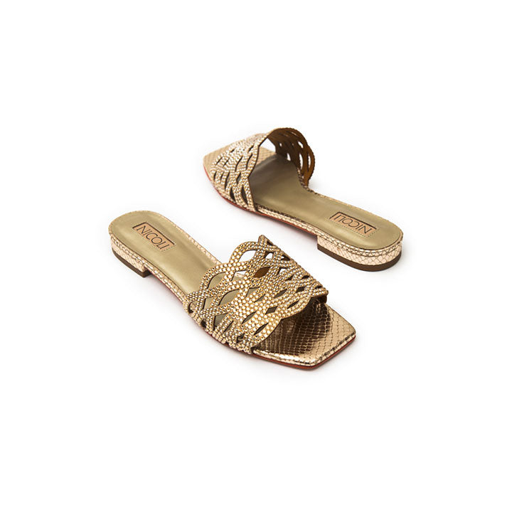 Reuel Flat Sandal #color_gold