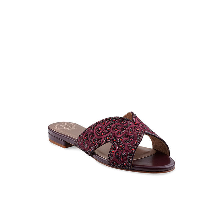 Zyra Flat Sandal #color_burgundy