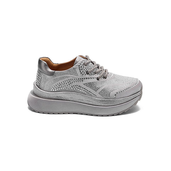 Azalea-Grey Luxury Embellished Sneakers 