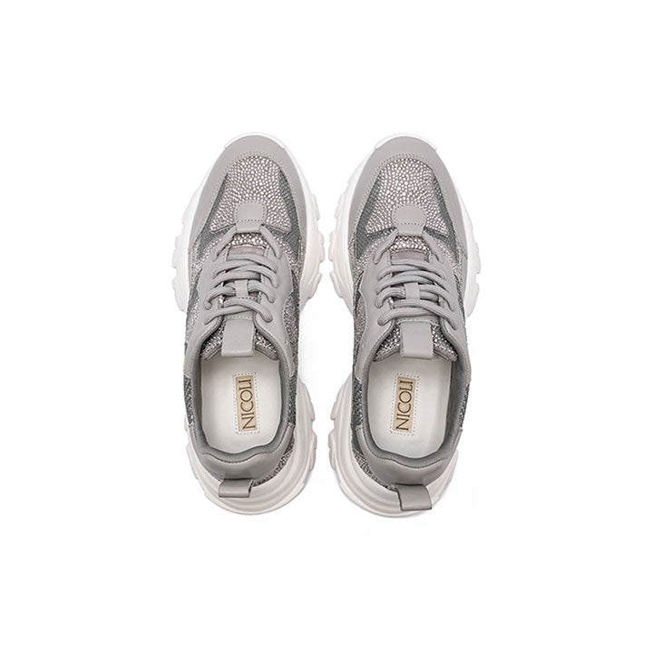 Sharon-Grey Luxury Embellished Sneakers