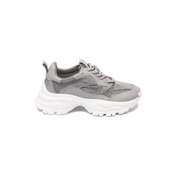 Sharon-Grey Luxury Embellished Sneakers