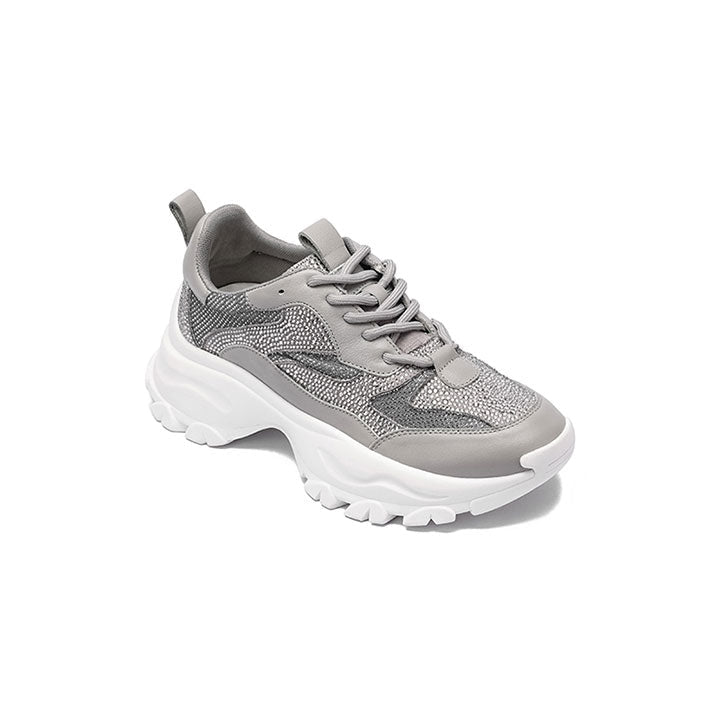 Sharon-Grey Luxury Embellished Sneakers
