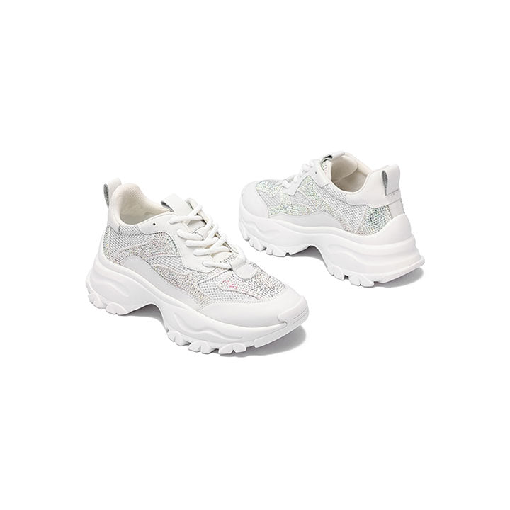 Sharon-White Luxury Embellished Sneakers