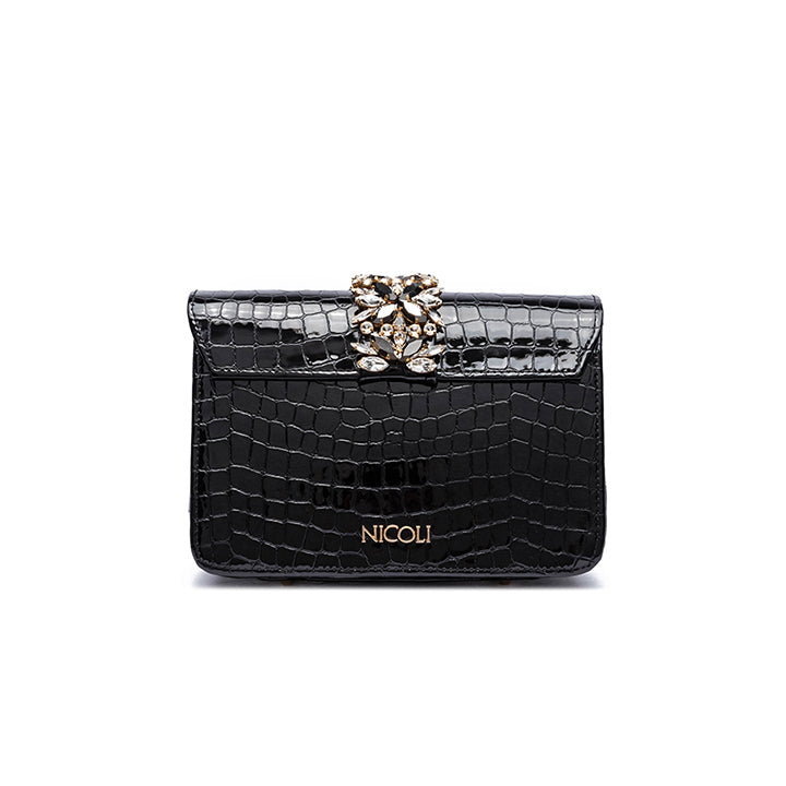 Kameryn Evening Bag #color_black croco