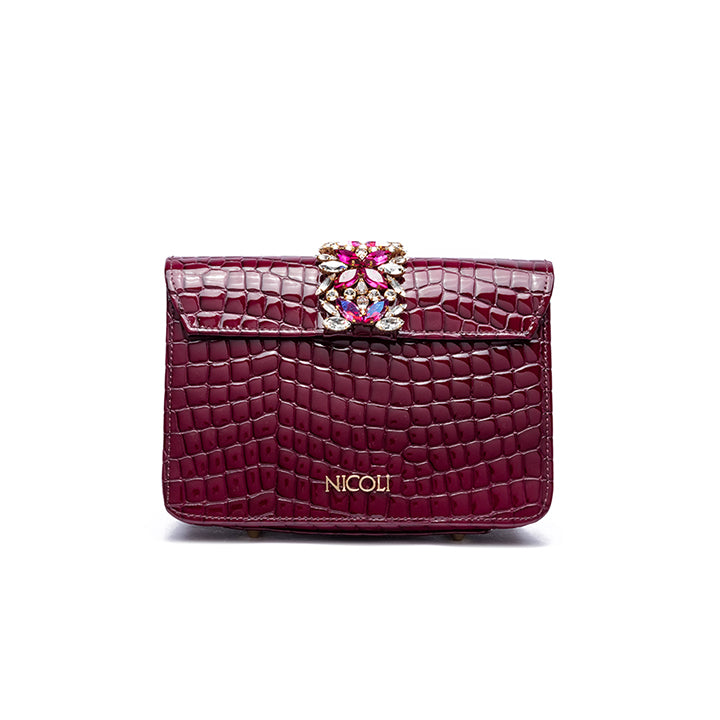 Kameryn Evening Bag #color_cherry croco