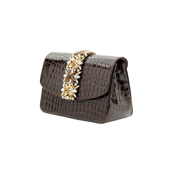 Kameryn Evening Bag #color_coffee croco 10