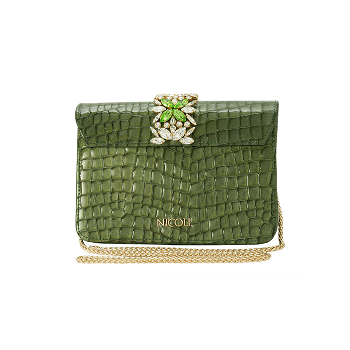 Kameryn Evening Bag #color_green croco 10