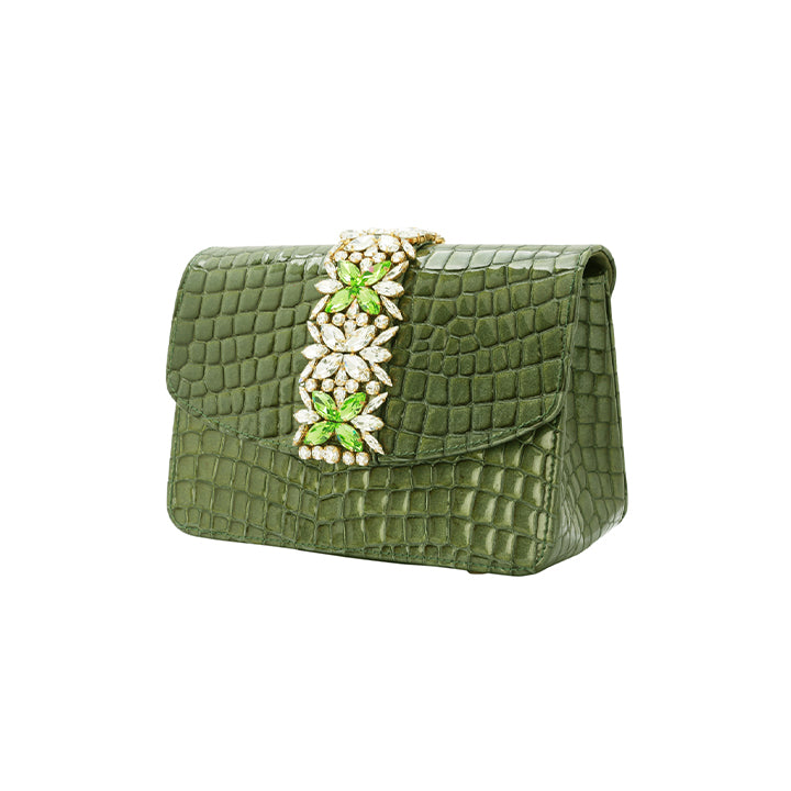 Kameryn Evening Bag #color_green croco 10