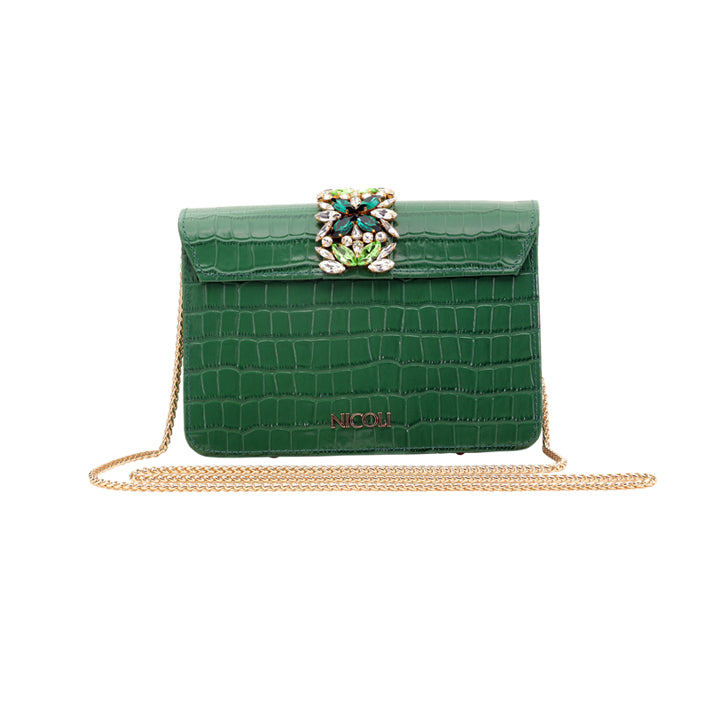 Kameryn Evening Bag #color_green croco 6
