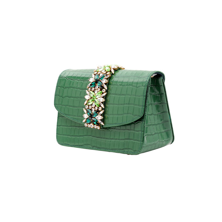 Kameryn Evening Bag #color_green croco 6