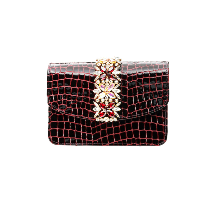 Kameryn Evening Bag #color_maroon croco 10