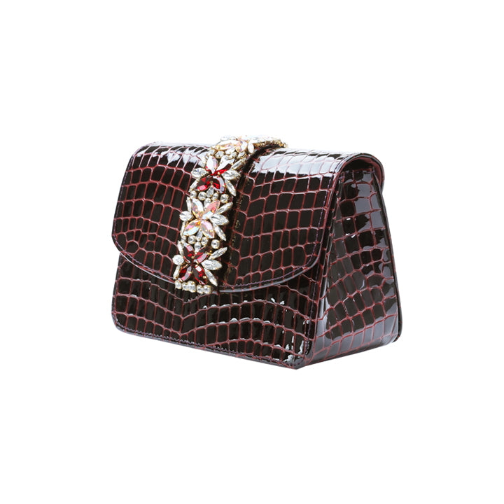 Kameryn Evening Bag #color_maroon croco 10