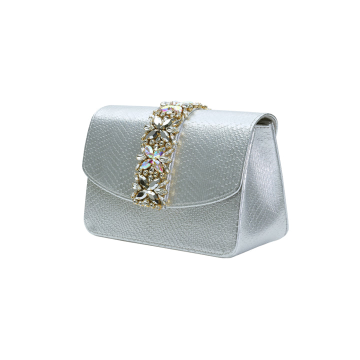 Kameryn Evening Bag #color_silver snake