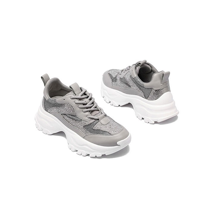 Sharon-Grey Luxury Embellished Sneakers 